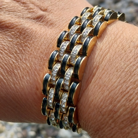 Vintage Jewelry - Gold and Black Bracelet